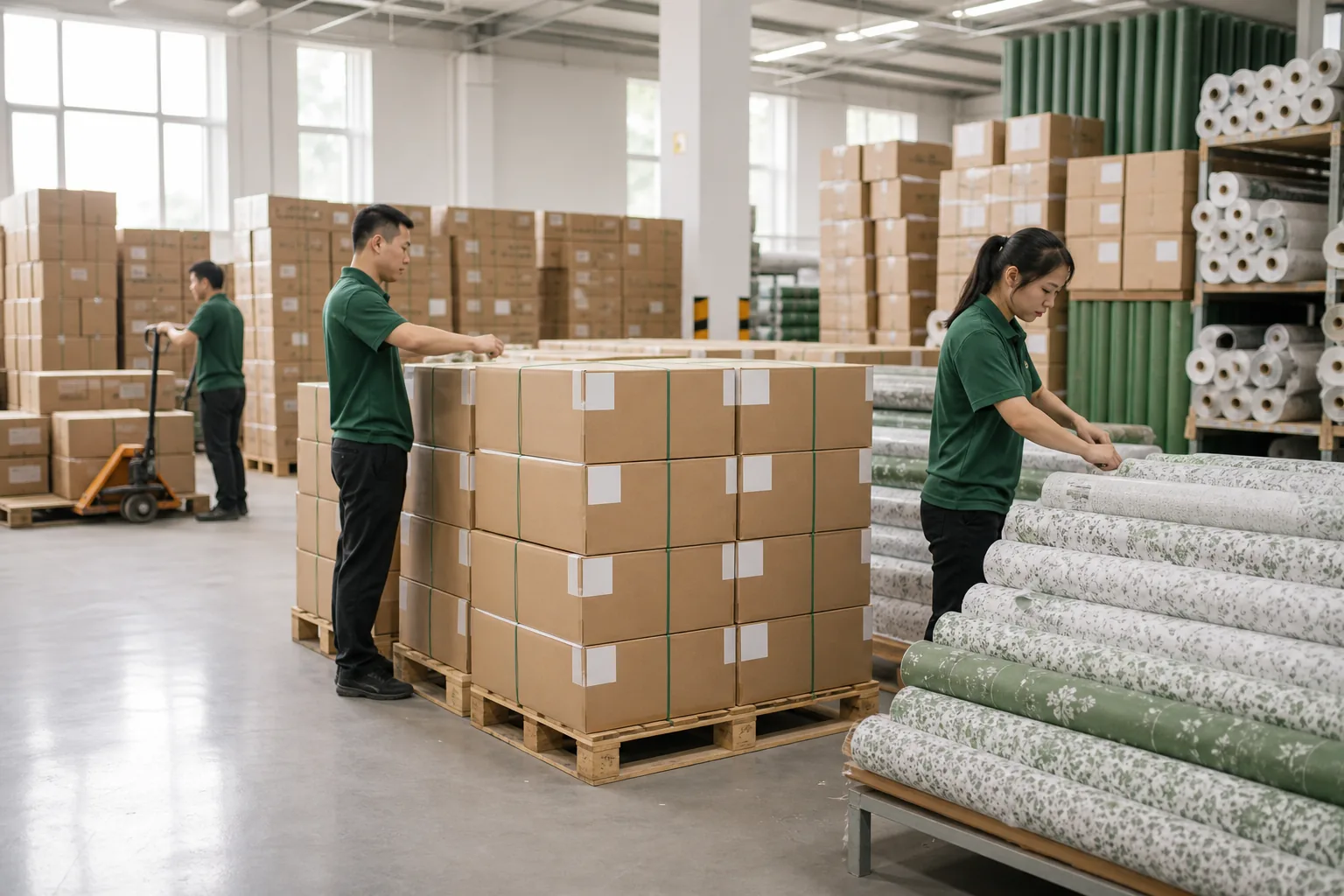 Export-ready paper packaging prepared for international shipment